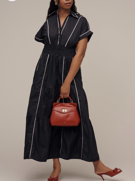 Anthropologie Dresses & Skirts - Anthropologie Black Midi Dress with White Piping